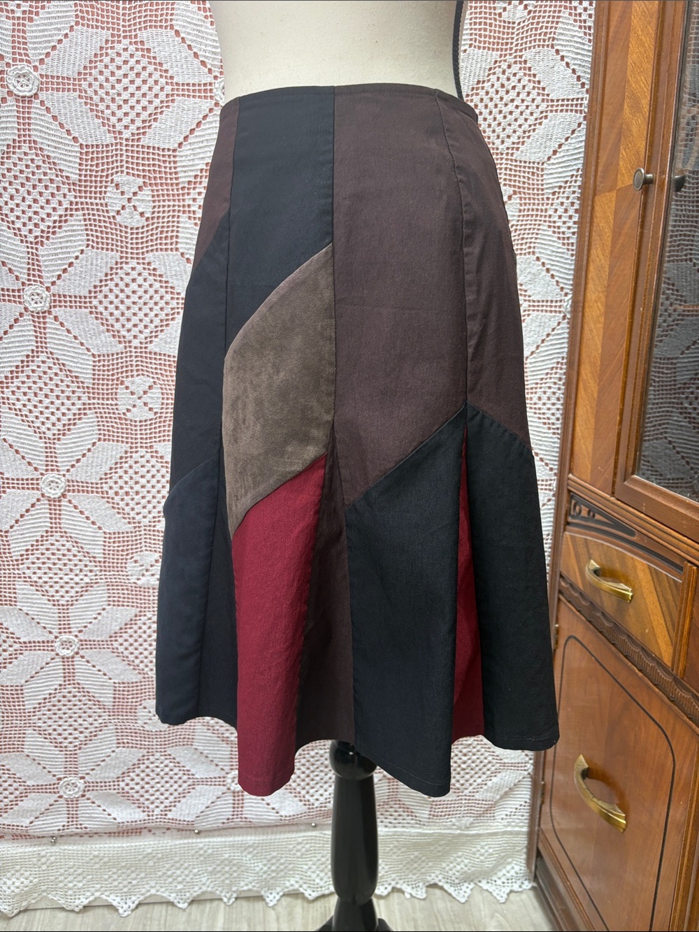 BLU Label Patchwork Midi Skirt — Size